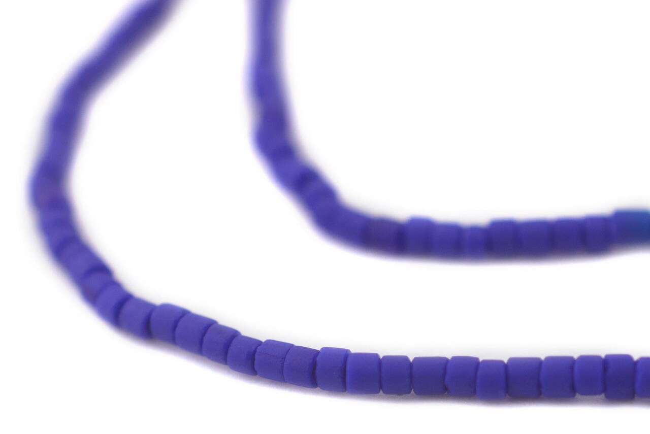 The Bead Chest 2mm Glass Seed Beads - Full Strand of Afghani Tribal Beads (Blue) - Bunch of 10 Strands